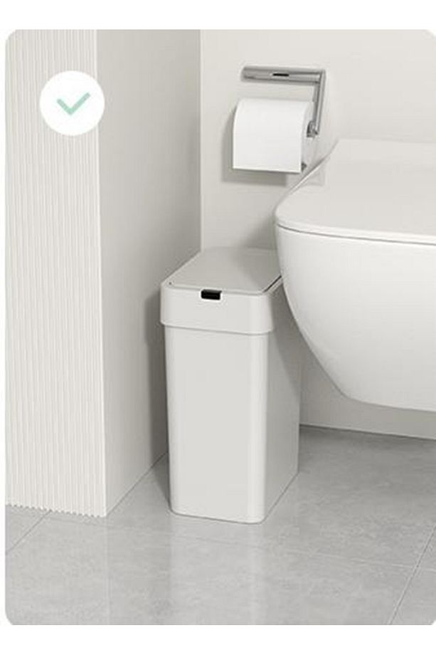 Modern Beyaz Dikdörtgen sensörlü Çöp Kutusu - Minimalist Pratik Tasarım, Küçük Alanlar İçin İdeal - 4