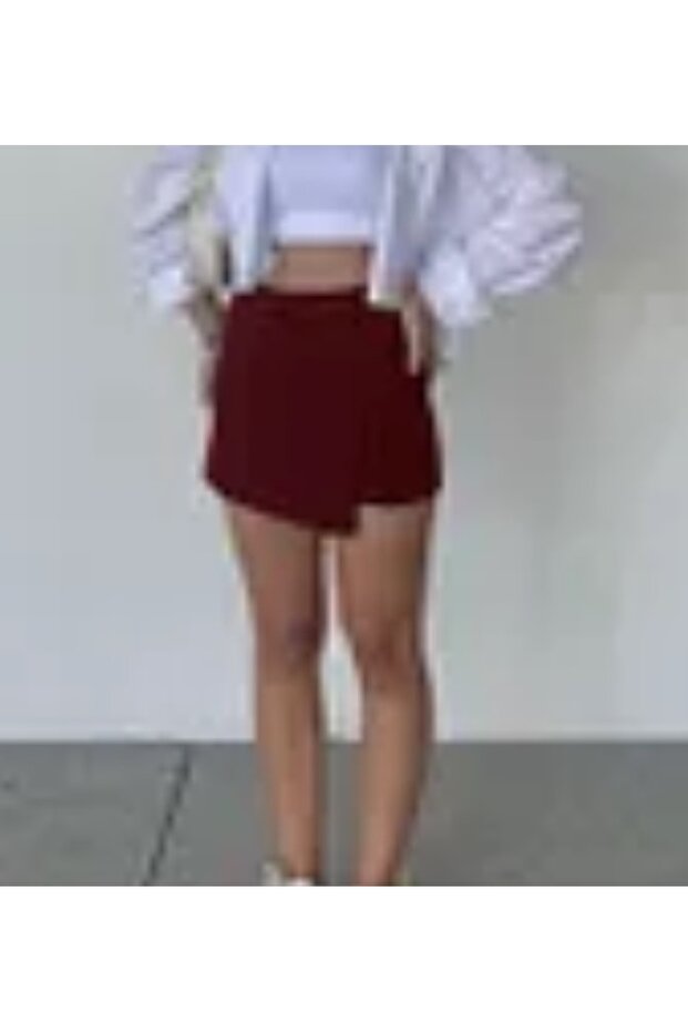 Şort Etek Bordo Kapaklı - 4