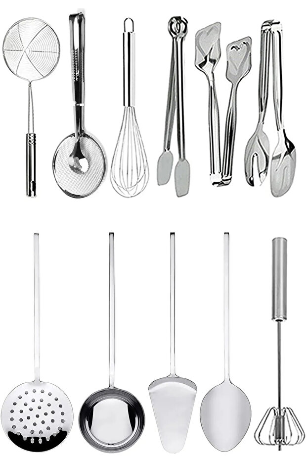 11 Piece Presentation Preparation Spatula, Ladle, Colander, Food Preparation Set, Serving Tongs Products