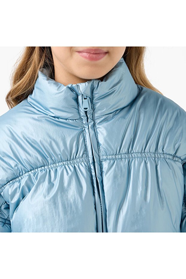 جاكيت مبطن صلب برقبة عالية وسحاب للإغلاق - 4