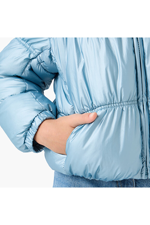 جاكيت مبطن صلب برقبة عالية وسحاب للإغلاق - 5