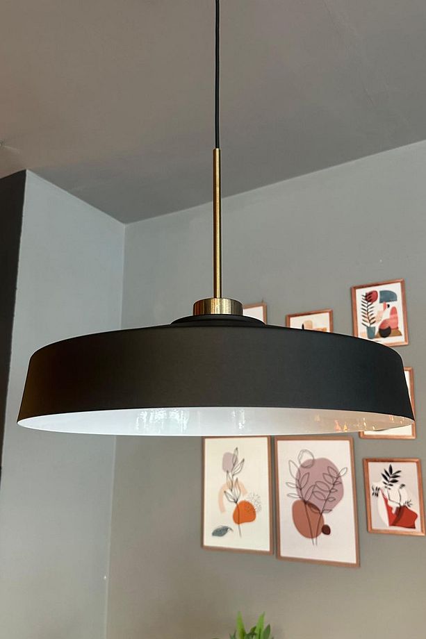 Açe Siyah Tekli İnce Eskitme Başlık Avize Retro Sarkıt Ofis Showroom Salon Mutfak Avizeleri - 1