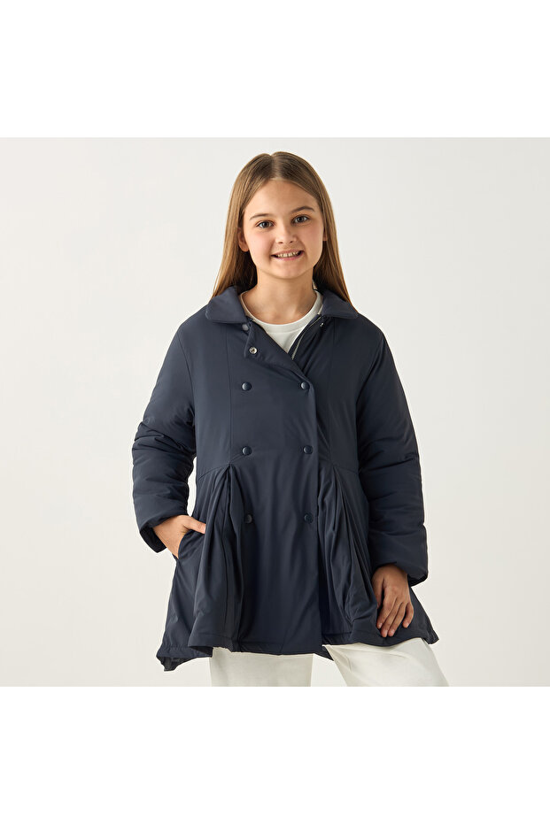 جاكيت خفيف سادة بأكمام طويلة وأزرار للإغلاق - 1