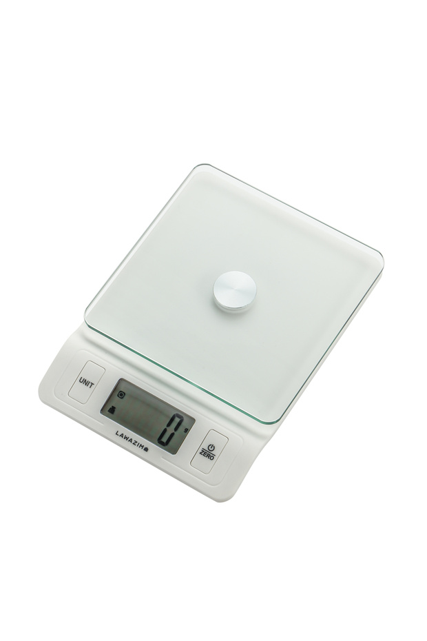Electronic Glass Kitchen Scale - White, LCD Digital Weighing Scale, Multi-Unit Conversion
