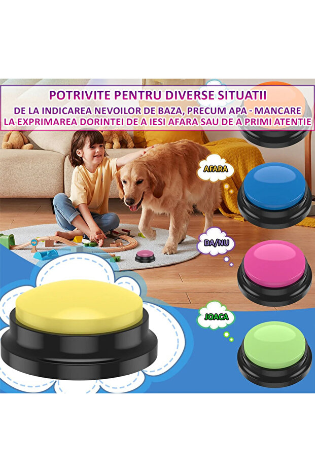 Set of 8 Dog Training Buttons, Voice Recording, Customizable, Skill Development - 5