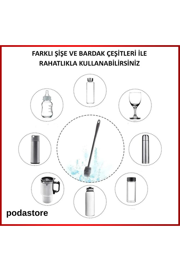 Derin Temizlik İçin Çok Amaçlı Fırça – Kavanoz, Biberon ve Daha Fazlası İçin - 3