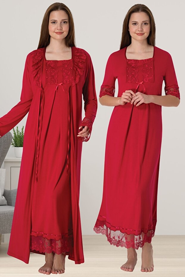 Effortt Cherry Dressing Gown Maternity Maternity Nightgown Set