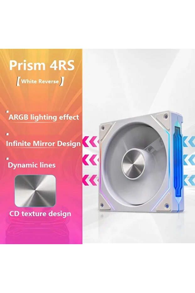 مروحة علبة وحدة المعالجة المركزية 4RS ARGB ذات المنشور العكسي الأبيض A-RGB مقاس 120 مم بتصميم مرآة لا متناهية 5 فولت 3 سنون