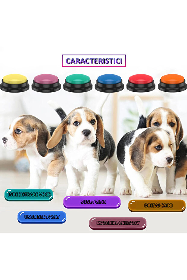 Set of 8 Dog Training Buttons, Voice Recording, Customizable, Skill Development - 3