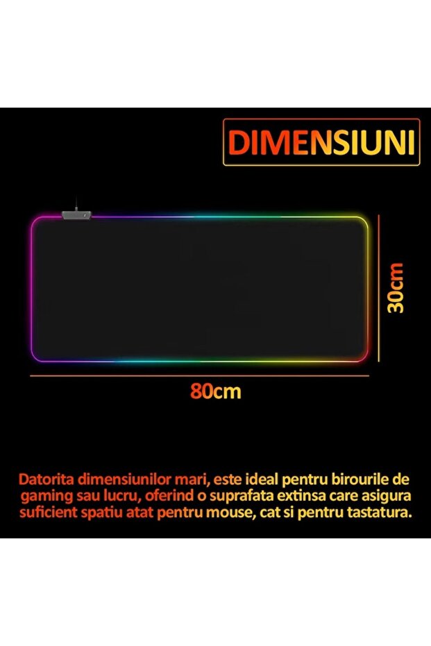 Large Mousepad For Keyboard And Mouse, Borders With RGB Lighting, For - 3