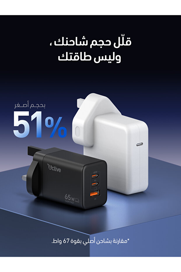 شاحن جداري من اكتيف AW-65 بقوة 65 واط - 3