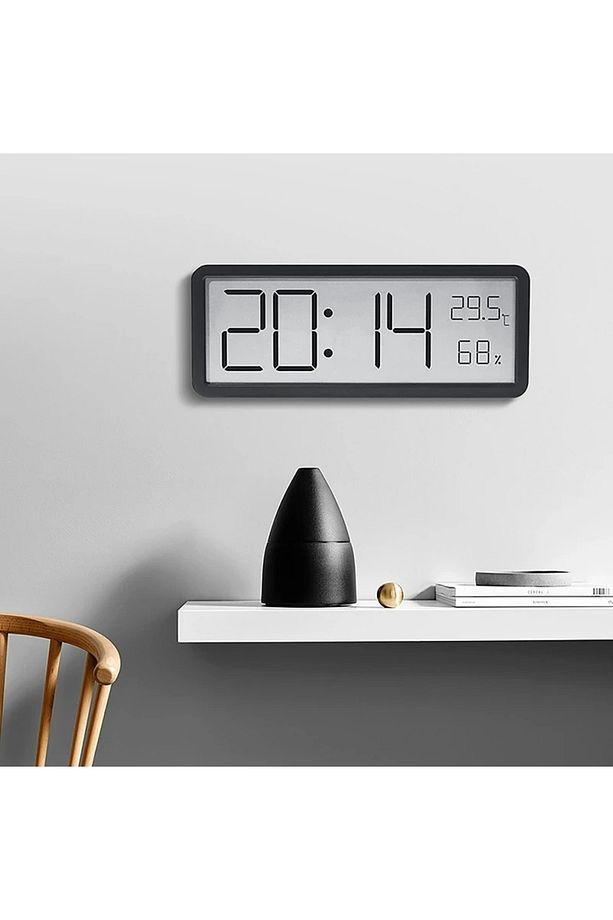 Dijital Masa ve Duvar Saati Termometre & Nem Göstergeli LCD Saat Büyük Ekranlı, Sessiz - 4