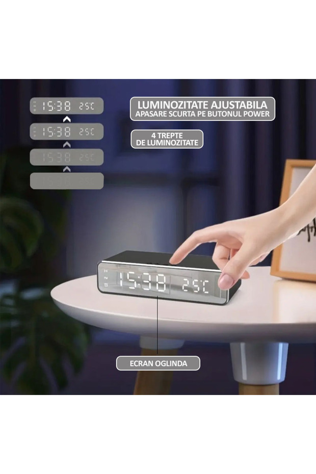 Digital Clock With Alarm And Temperature Sensor, , Wireless Charging Function For - 8