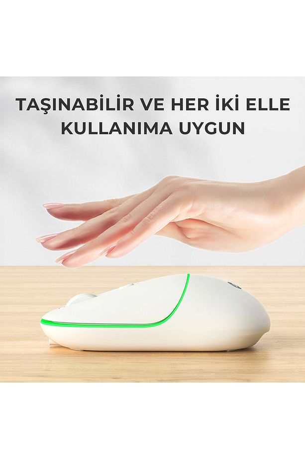 Ws210 Kablosuz 1600dpı 6 Tuşlu Çift Modlu Wifi Bluetooth Rgb Şarj Edilebilir Optik Mouse Beyaz - 6