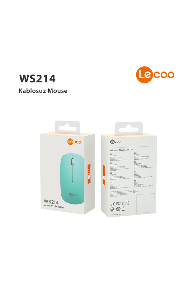 Ws214 Kablosuz 1200dpı 3 Tuşlu Sessiz Dizüstü, Pc, Mac Için, Usb Alıcı Ile Optik Mouse Turkuaz - 8
