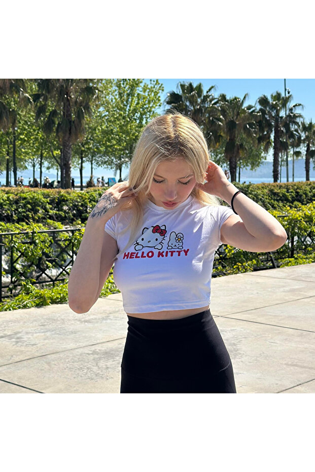 Beyaz Hello Kitty Crop Top - 1