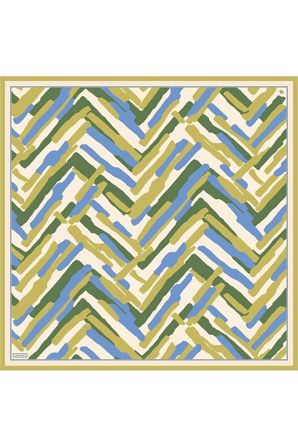 Desenli Saf Ipek Twill Eşarp 9303- 01 - 5