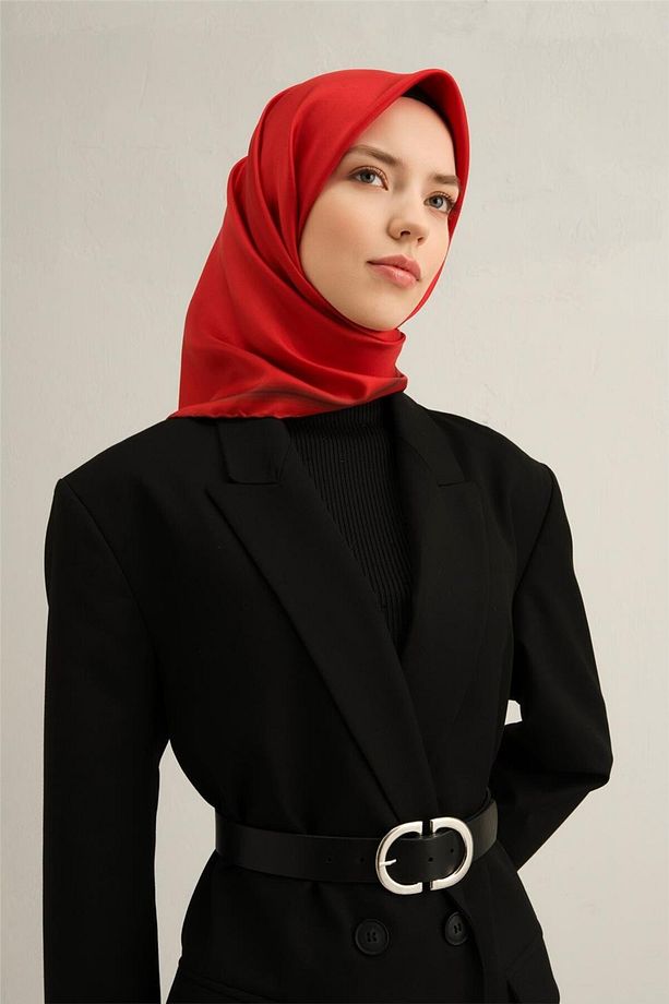 Desenli Saf Ipek Twill Eşarp 9356- 81 - 3