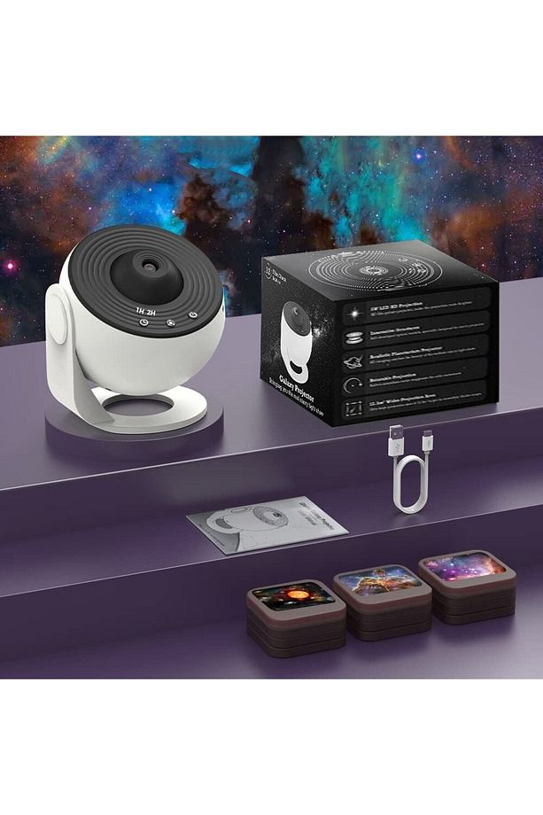 Galaxy Gezegen Yıldızlı Projektör Gece Lambası Çocuklar İçin Hediye - 9