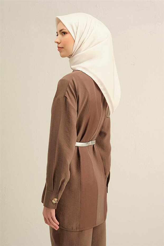 Desenli Saf Ipek Twill Eşarp 9356- 07 - 1