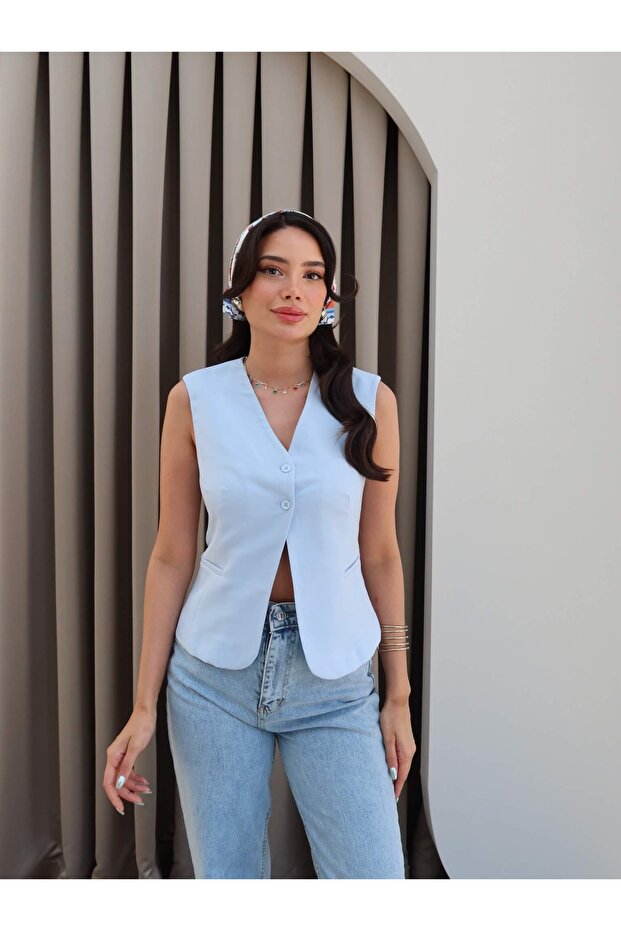 Cepli Düğmeli Yelek - 5