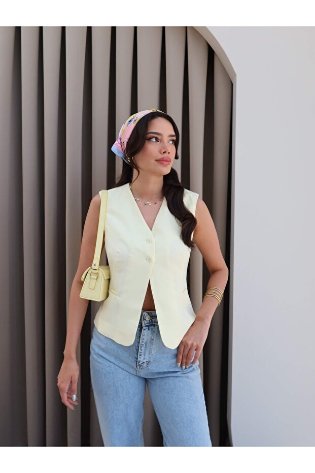 Cepli Düğmeli Yelek - 1