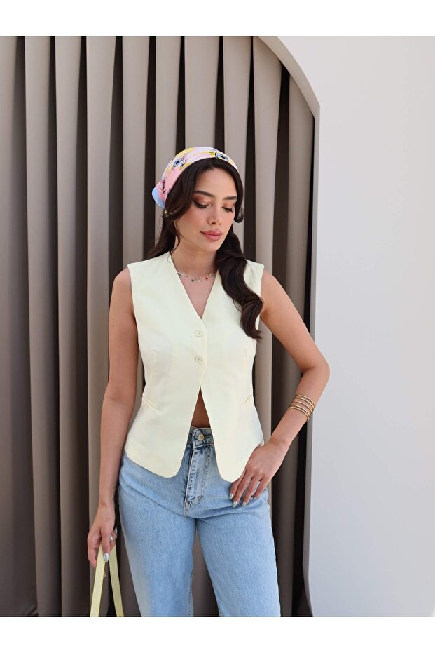 Cepli Düğmeli Yelek - 3