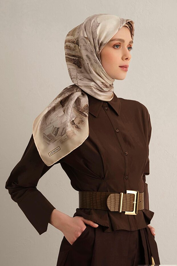 وشاح أوبجي منقوش ساف حرير تويل 9326D 31