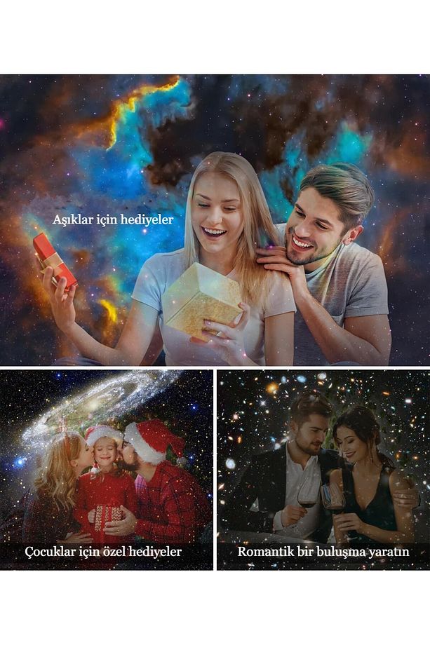 Galaxy Gezegen Yıldızlı Projektör Gece Lambası Çocuklar İçin Hediye - 8