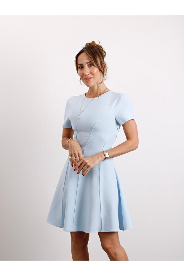 Women's Short Sleeve Blue Bell Dress