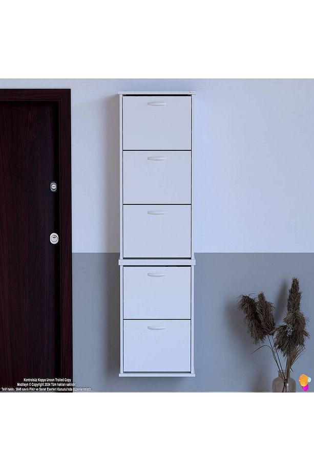 Varbi Umay' 2 Li Asma Kapı Önü 52x193x25, 5 Cm’ Lik 5 Düşer Kapak 10 Göz Bölme Ayakkabılık - 4