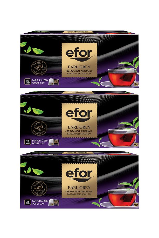 Earl Grey Bardak Poşet Çay 25li 3lü Set - Bardak Poşet Çay 75 Adet - 1