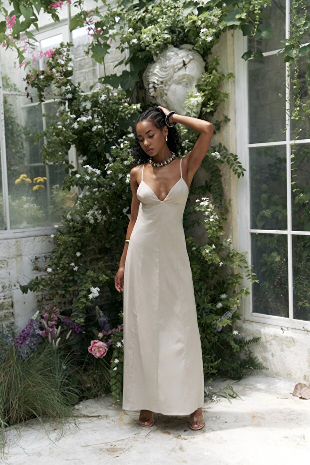 Onella Askılı Taş Uzun Elbise - 1