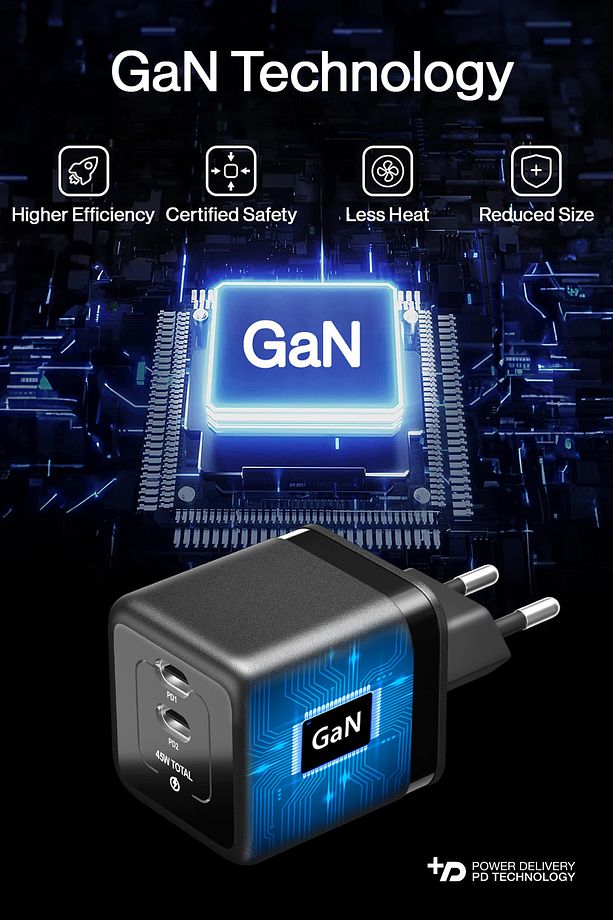 45W GaN Technology 2 PD Fast Şarj Aleti - 5