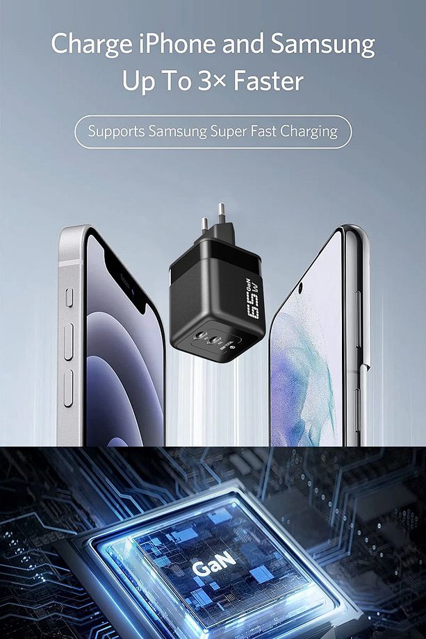 65w Usb-c Gan Hızlı Akım Korumalı Güç Adaptörü Type -c 2 Pd Fast Şarj Aleti - 4