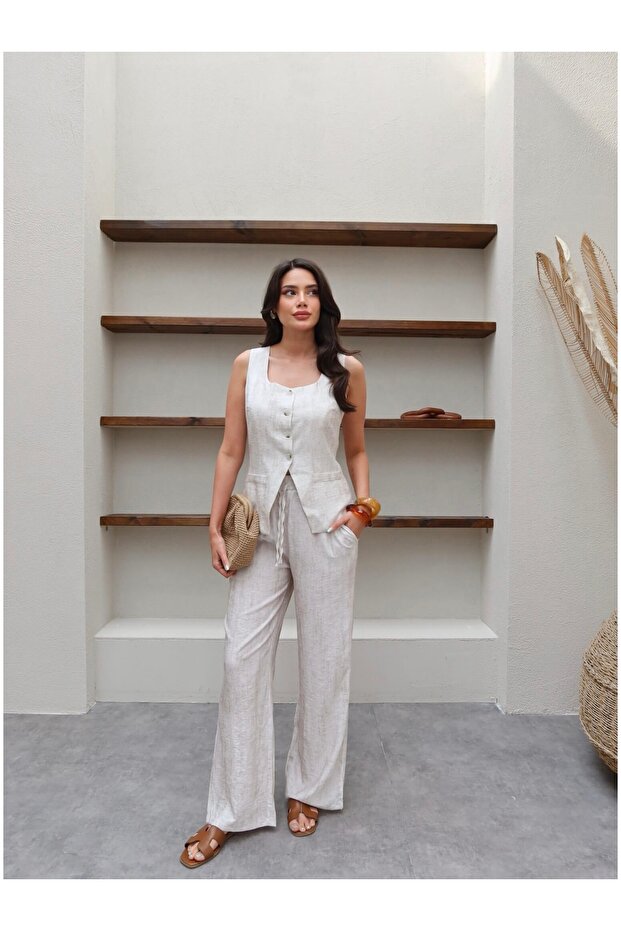 Tie Waist Vest Trousers Set