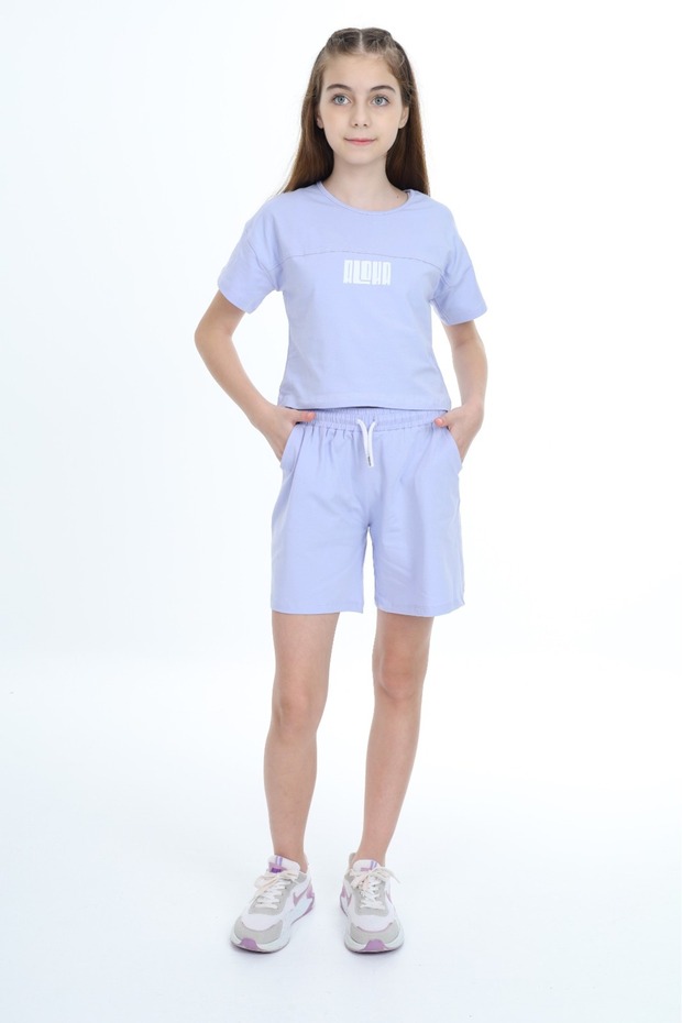 Girl's Crop Aloha Printed Shorts Set