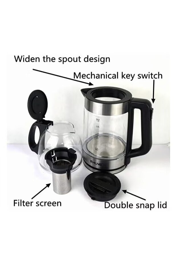 Double Pot Electric Kettle With Removable Tea Filter, Capacity 1.8l Kettle & 1.0l Tea Pot - 7