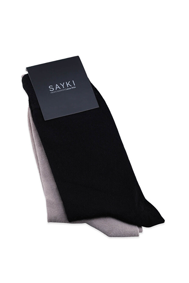 أسود - بني جوارب مزدوجة من الخيزران - 1