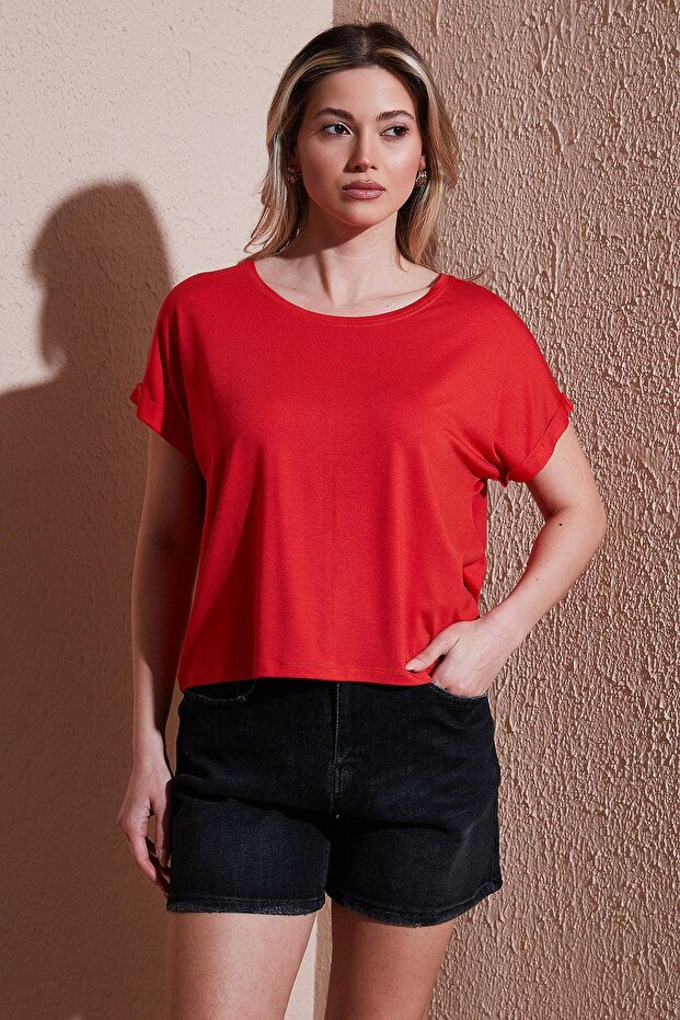 Crew Neck Blouse Coral