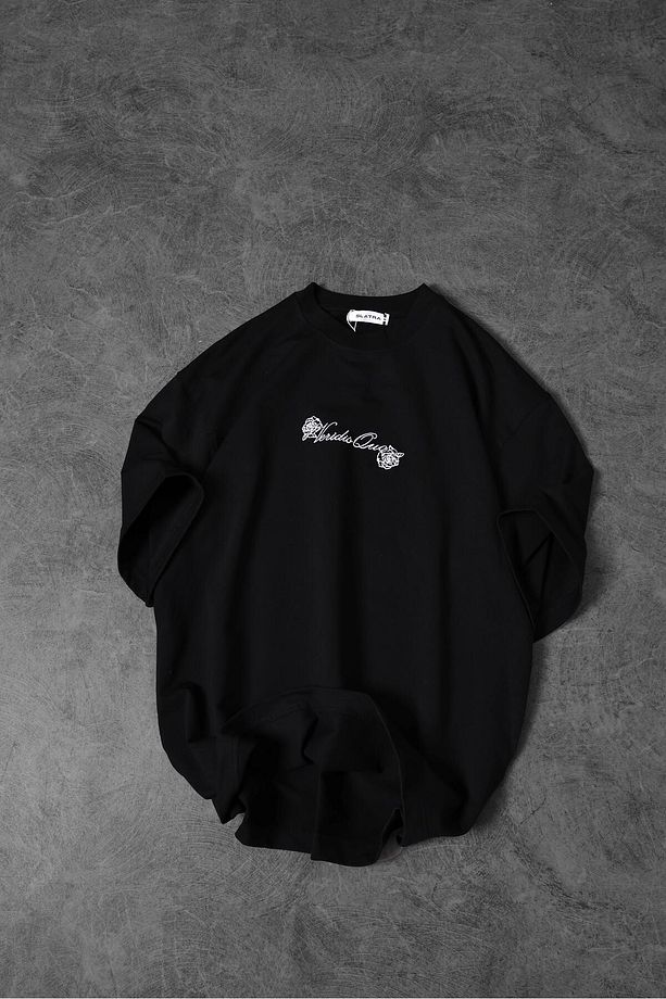 Erkek Siyah Veridis Quo Patch Nakışlı Oversize Tshirt - 5