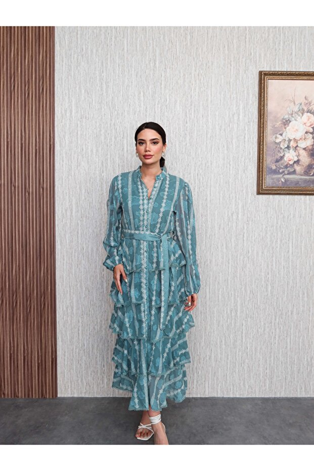 Volanlı Kat Kat Elbise - 1