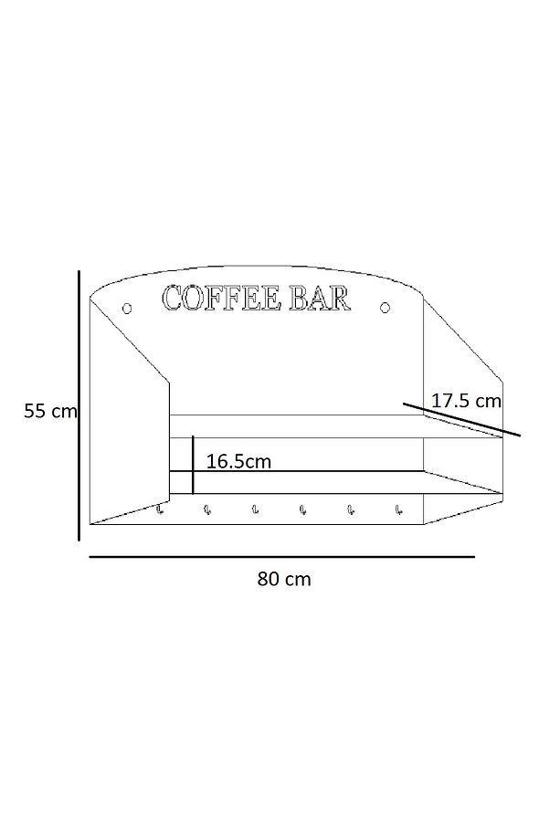Kahve Köşesi, Çok Amaçlı Dolap, Mutfak Rafı, Duvara Monte Kahve Rafı, Filtre Kahve Standı V60 Standı - 4