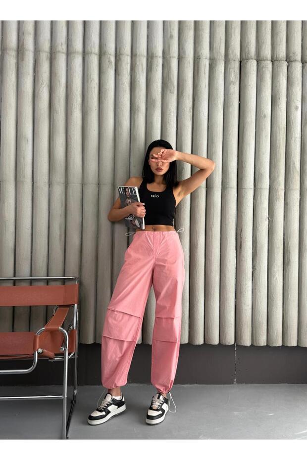 Parachute Pants with Knee Pleats - 1