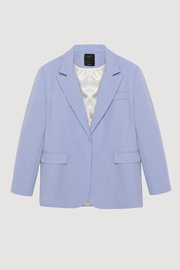 Tek Düğmeli Blazer Ceket Mavi - 1