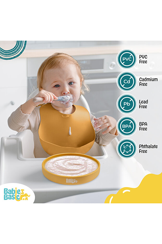 Silicone Feeding Plate with Suction - Yellow - 4