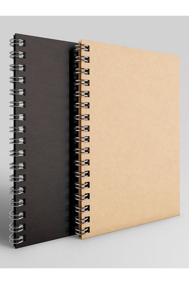Çizgili Ve Kareli Defter Seti - Kraft Sert Kapak - A5 - 2x80 Sayfa - 1