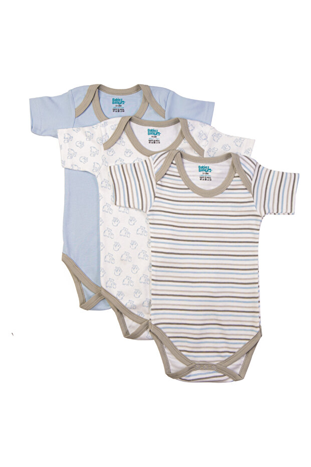 Printed Romper - Pack of 3, 3-6 Months , Multi Color
