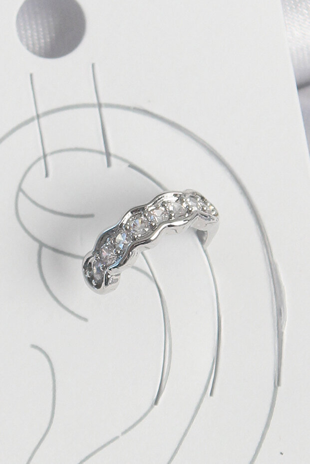 Brass Silver Color Zircon Stone Cartilage Model Women's Earrings