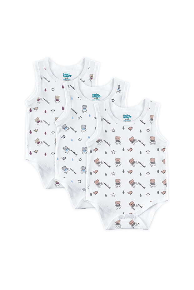 Sleeveless Romper/Bodysuit. Set of 3 - Printed, 6-9 Months , Printed